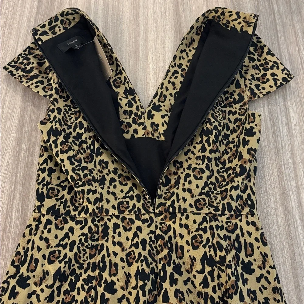 New J. Crew Leopard Sheath Dress Midi Size 2 NWT